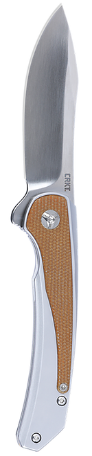 CRKT 6070 Padawan  3.01" Folding Wharncliffe Plain Brushed Satin 14C28N Steel Blade, SS w/G10 Coyote Tan Overlays Handle