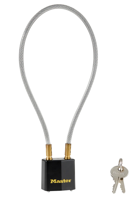 Master Lock 99DSPT Cable Lock  Open With Key Black & Gold Steel 14"