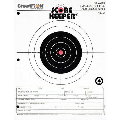 Champion Scorekeeper Targets Fluorescent Orange Bull 50 yd. Small Bore Notebook 12/ct