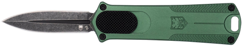 CobraTec Knives 952ODGDAGNS 952  1.75" OTF Dagger Plain Stonewashed D2 Steel Blade, 3" OD Green Anodized Aluminum Handle