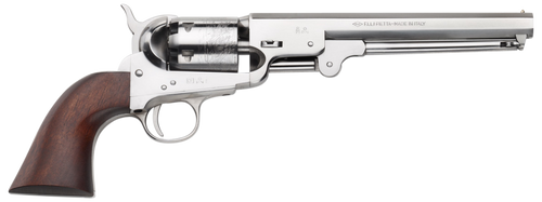 Pietta PF51OS36712 1851 Navy "Old Silver" 36 Cal 7.50" 6rd Old Silver Frame, & Octagon Barrel, Walnut Grip
