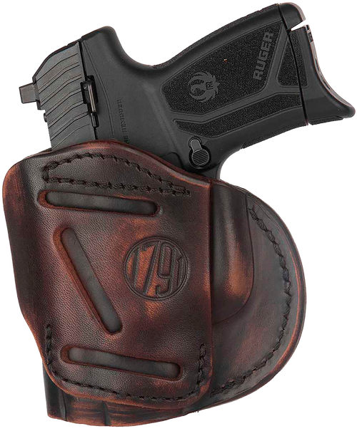 1791 Gunleather 4WH4VTGR 4-Way  IWB/OWB 04 Vintage Leather Belt Clip Compatible w/Springfield XDS/Springfield XD/Glock 26/S&W M&P Shield Plus