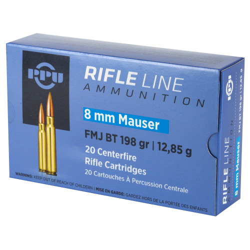 PPU 8mm Mauser Ammo 198gr FMJ BT Ammunition - 20 Rounds