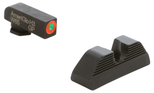 AmeriGlo GL351 Protector Sight Set for Glock  Green Tritium Orange Outline Front Sight-Black Serrated Rear Sight