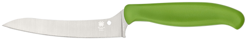 Spyderco K14PGN Z-Cut Pointed 4.40" Fixed Plain Stonewashed CTS BD1N SS Blade, Green Textured Polypropylene Handle