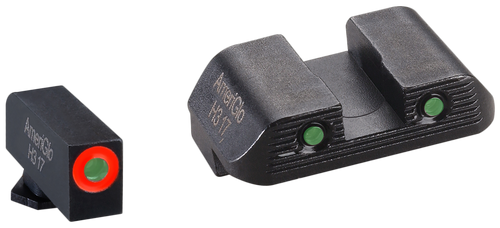 AmeriGlo GL823 Trooper Sight Set for Glock  Green Tritium Orange Outline Front Sight-Green Tritium Black Outline Rear Sight