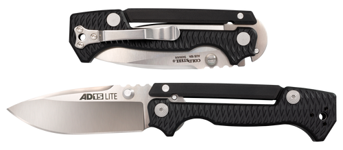 Cold Steel CS58SQL AD-15 Lite 3.50" Folding Plain Japanese AUS-10A SS Blade/ Black Textured Griv-Ex Handle