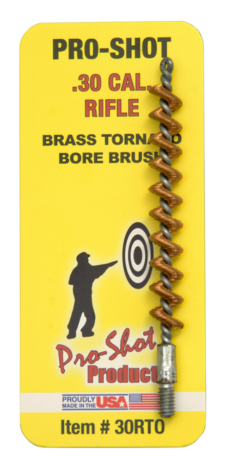 Pro-Shot 30RTO Tornado Bore Brush .30/ .300 Blackout/ .308/ .30-06/ 7.62mm/ Rifle #8-32 Thread Brass Spiral Wound Loop