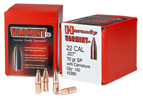 Hornady 22 Cal .224 50 gr SP Bullets 100 Count