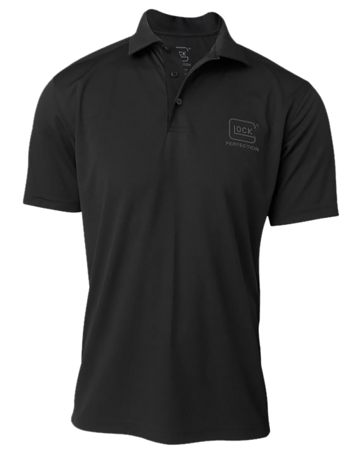 Glock AP96215 Glock Perfection Polo  Black Polyester Mesh Short Sleeve 2XL