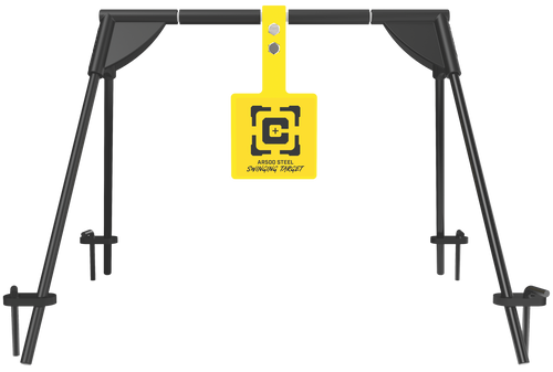 Caldwell 1187590  Swinging Rifle Black/Yellow AR500 Steel Hanging Standing Includes Ground Stakes