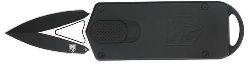 CobraTec Knives CTASPBLK ASP  1.94" OTF Dagger Plain D2 Steel Blade, 3.31" Black Aluminum Handle