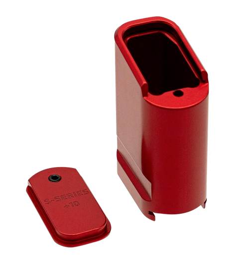 Shield Arms SAS15ME10RED Magazine Extension  Extended 10rd Compatible w/ Shield Arms S15 Magazine Red Anodized Aluminum