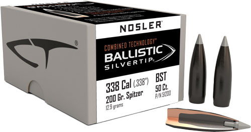 200GR BALLISTIC SILVER TIP 50CNOSLER BULLETS 338 CAL .338 