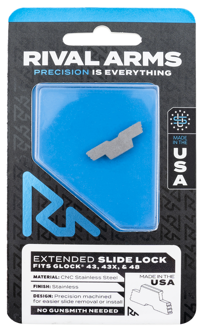 Rival Arms RARA80G003D Slide Lock  Extended Polished Stainless for Glock 43/43X/48