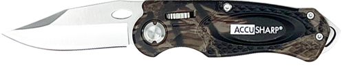 AccuSharp 704C Sport  3" Folding Plain Stainless Steel Blade/Camo Anodized Aluminum Handle Includes Belt Clip