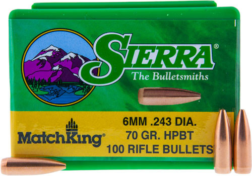 70GR HP-BT MATCH 100CTSIERRA BULLETS 6MM .243 