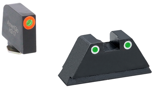 AmeriGlo GL331 Optic Compatible Sight Set for Glock  XL Tall Green Tritium Orange Outline Front Sight-Green Tritium White Outline Rear Sight