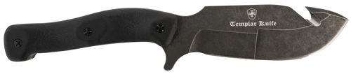 Templar Knife HBK321 Reagan Field Dressing 4.60" Fixed Gut Hook Plain Powder Coated D2 Steel Blade/ 4.55" Black G10 Handle