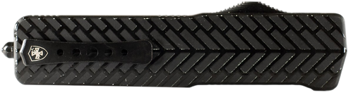 Templar Knife  Premium Weighted  Small 3" OTF Tanto Plain D2 Steel Blade, 4.50" Black Herringbone Aluminum Zinc Alloy Handle