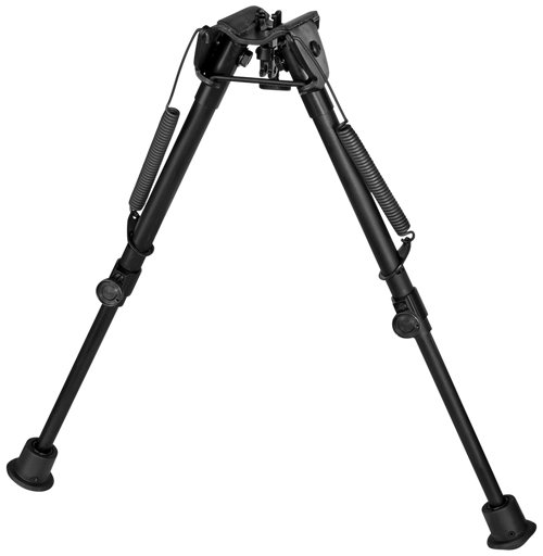 Harris Bipods 1A2-L2 Non-Swivel L Swivel Stud, 9-13", Black Steel/Aluminum, Self Leveling Legs, Rubber Feet (No Sling Stud Provision)