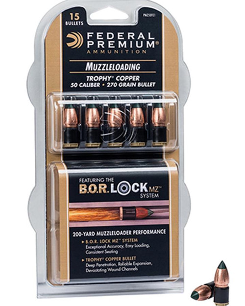 Federal Premium Trophy Copper Muzzleloader Bullets .50 cal 270 gr Poly Tip  15/box