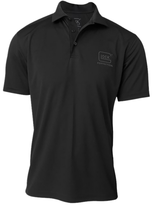 Glock AP96211 Glock Perfection Polo  Black Polyester Mesh Short Sleeve Small