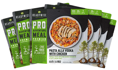 ReadyWise RW05196 Outdoor Food Kit Pasta Alla Vodka with Chicken 2 Servings Per Pouch, 6 Per Case