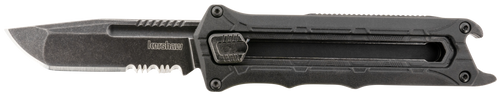 Kershaw 1195 Interstellar  2.70" OTF Tanto Part Serrated Black Oxide Blackwash 8Cr13MoV SS Blade, Black Textured w/Bottle Opener Glass-Filled Nylon Handle, Includes Pocket Clip