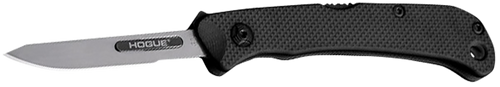Hogue 35836 Expel  2.50" Folding Scalpel Plain Satin High Carbon Steel Blade, Black Textured G10 Scales/SS Handle