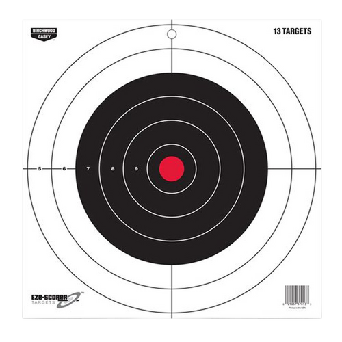 Birchwood Casey 37013 EZE-Scorer  12" Bullseye Paper Hanging Pistol/Rifle Black/Red 13 Per Pkg