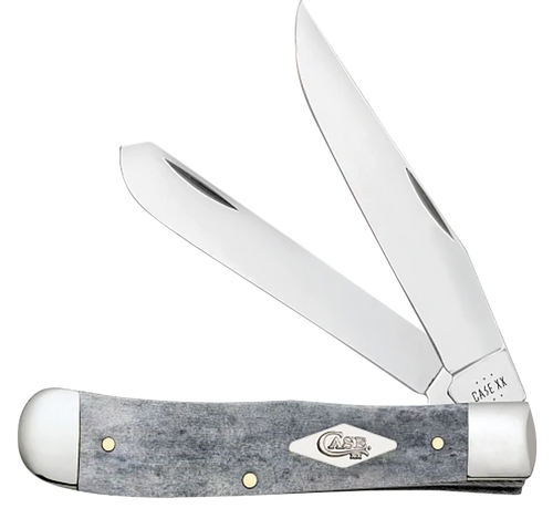 Case 34203 Stockman  Large Folding Clip Point/Sheepsfoot/Spey Plain Mirror Polished Tru-Sharp SS Blade/ Smooth Gray Bone Handle