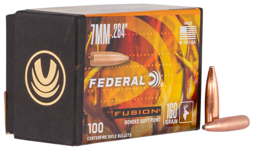 Federal FB284F3 Fusion Component  7mm .284 160 gr Fusion Soft Point 100 Per Box/ 4 Case