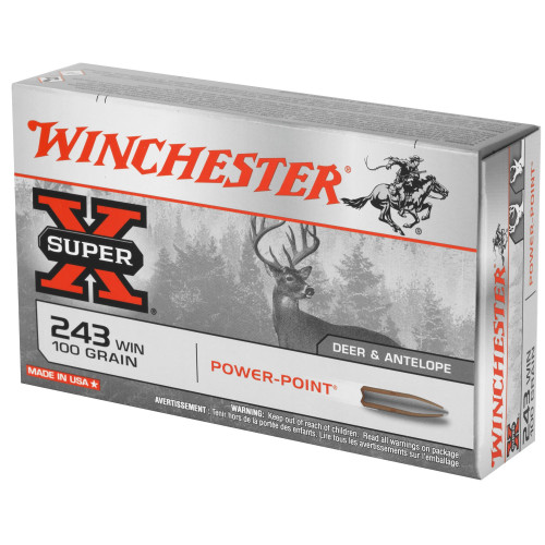 Winchester .243 Win Ammo 100gr PP Ammunition - 20 Rounds