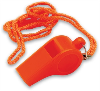 SS ORANGE SAFETY WHISTLE w/LANYARD