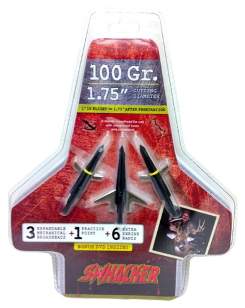100GR 1.75" CUT 3/PKSWHACKER BROADHEAD 2-BLADE 