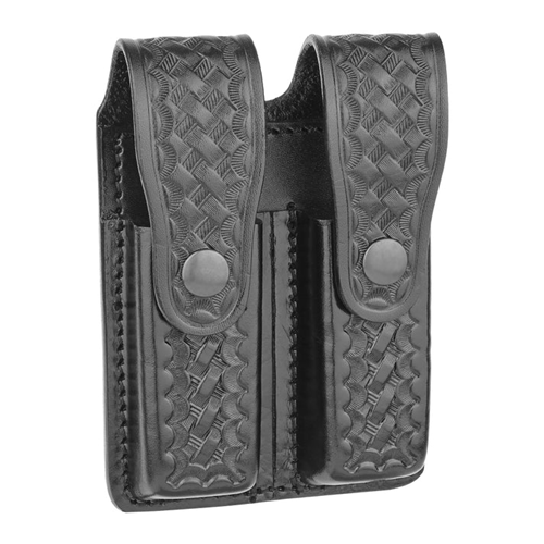 Basketweave Leather Double Magazine Holder for 9MM