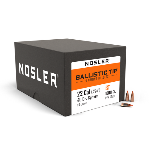 Nosler Ballistic Tip Varmint Bullets .22 cal .224" 40 gr SBT-SB 1000/ct