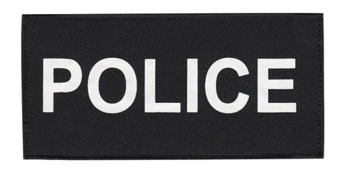 POLICE Tactical Chest Patch - 5 1/2''x2 5/8'' White/Black