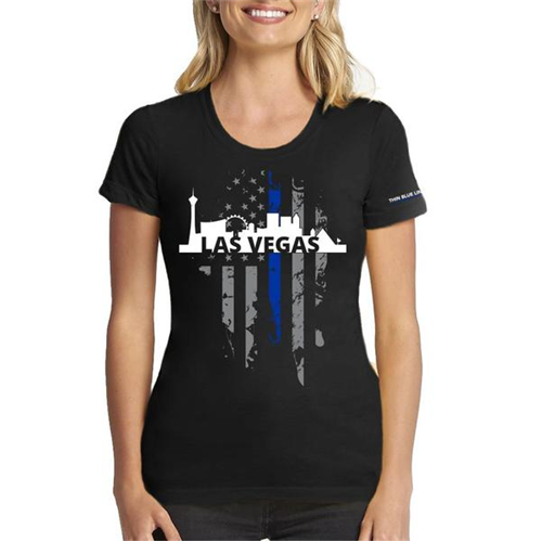 Women's T-Shirt, Vegas Large, Thin Blue Line