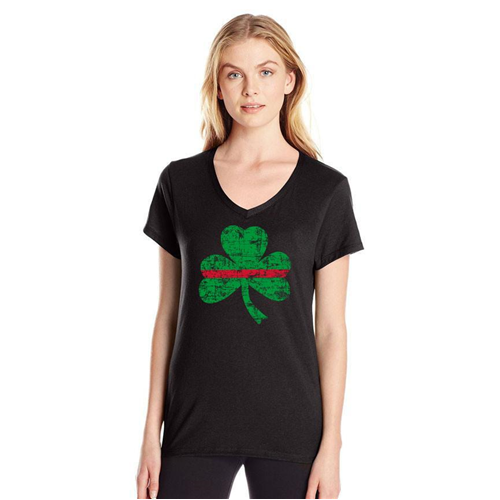 Women's V-Neck - Shamrock, Thin Red Line
