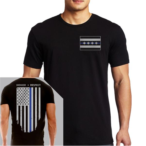 Men's T-Shirt - Chicago Thin Blue Line Flag