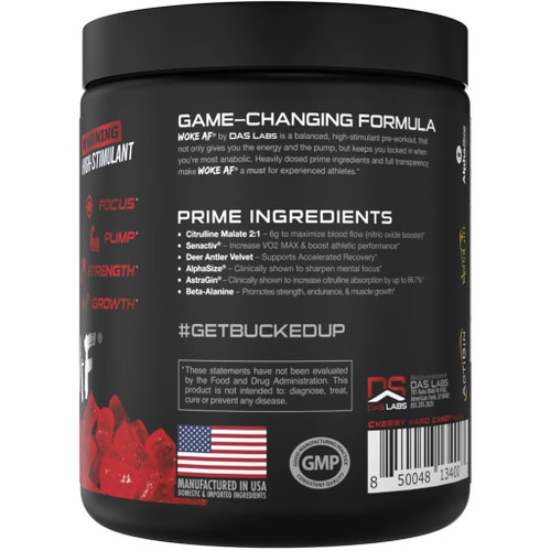 Bucked Up Woke AF Pre-Workout Cherry Hard Candy 30 Serving Tub