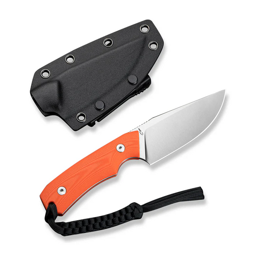 CIVIVI Gander Fixed Blade Knife Orange G10 Contoured Handle (3.63"" Satin Finished 14C28N Blade)