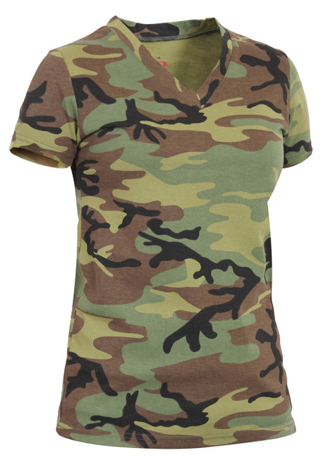 Rothco Womens Long Length Camo V-Neck T-Shirt Rothco Womens Long Length Camo V-Neck T-Shirt