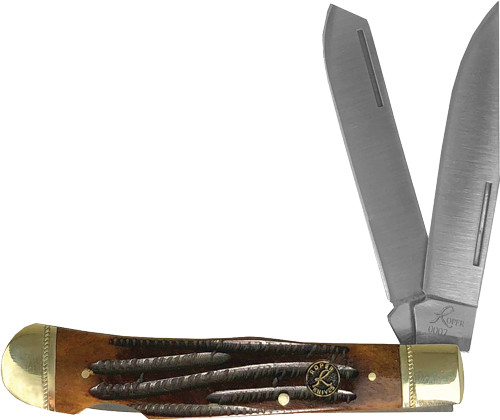 BACK TRAPPER 3.25" COFFEE HNDLABKT ROPER DOUBLE ACTION LOCK 