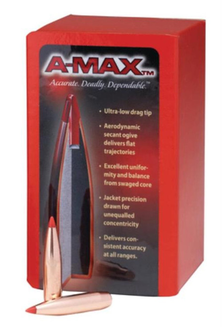Hornady 30 Caliber .308 inches 208gr A-MAX Boat Tail Bullets 100 Count
