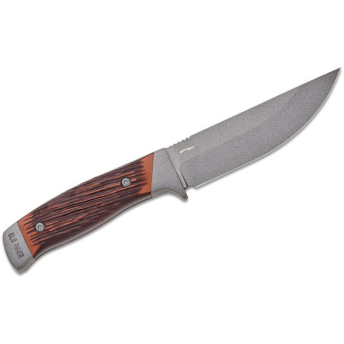 Old Timer Frontier Fixed Blade Knife 5" Drop Point Blade Wood Box