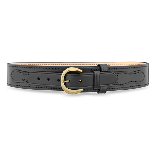 2-1/4"" Plain Leather River Belt with Solid Brass Gold Buckle