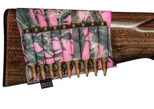 Grovtec Buttstock Cartridge Shell Holder- Rifle Open Style TrueTimber Pink
